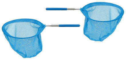 Gebro Visnet/schepnet - 2x - neon blauw - metaal - 86 cm