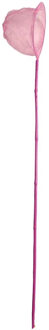 Gebro Visnet/schepnet - bamboe hout - roze - 80 cm