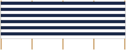Gebro Windscherm - wit/blauw gestreept - 2,75 meter x 150 cm - beschutting/schermen