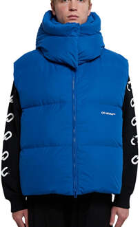 Gebroken wit Bouce gilet met capuchon, pauwblauw donsjack