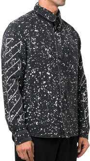 Gebroken wit Diag Outline Design denim overhemd zwart