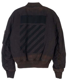 Gebroken wit Diag Tab Vintage zwart bomberjack