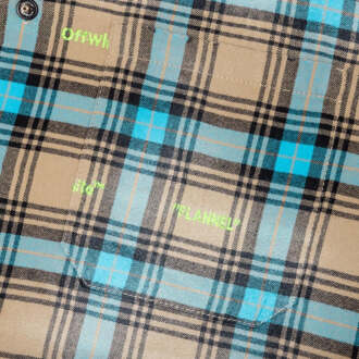 Gebroken wit Helvetica-patroon Kameelbeige flanellen overhemd - M