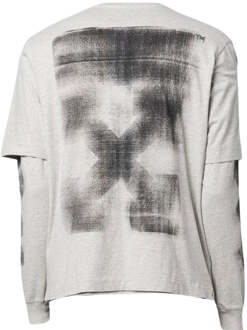 Gebroken wit Jumbo Arrow grijs dubbel T-shirt met lange mouwen