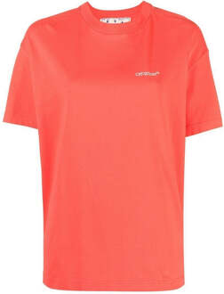 Gebroken wit leesachtig casual rood T-shirt