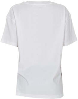 Gebroken wit wit T-shirt met linkerhandlogo en normale pasvorm