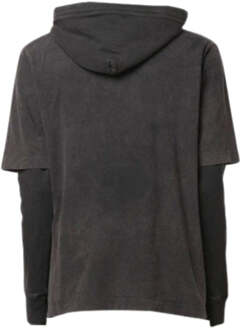 Gebroken witte GM vintage grijze hoodie met dubbele mouwen Grijs