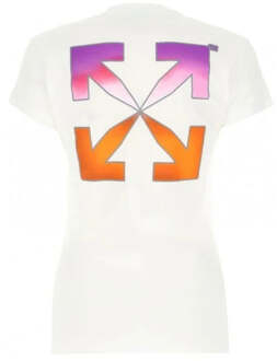 Gebroken witte gradientpijlen logo slim fit wit T-shirt - maat