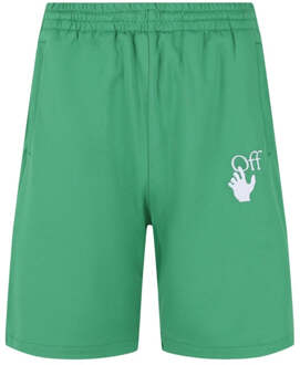 Gebroken witte Hands Off Logo Skate Fit groene trainingsbroek - M