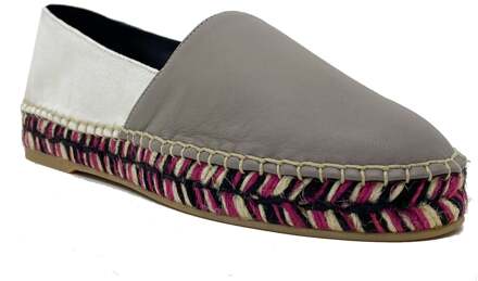 Gebroken witte leren espadrilles Beige