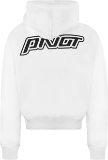 Gebroken witte Mona Lisa print logo witte hoodie - maat S