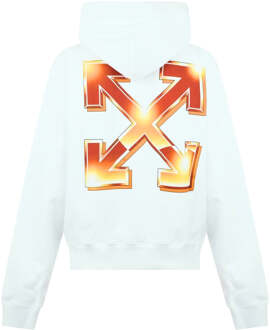 Gebroken witte oranje metalen pijllogo skate witte hoodie
