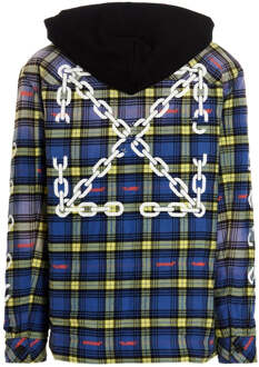 Gebroken witte pijl gewatteerde flanel stoffige blauwe jas - M