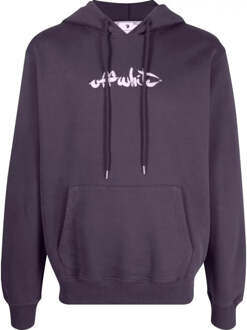 Gebroken witte slim-fit aubergine hoodie met scriptlogo Paars