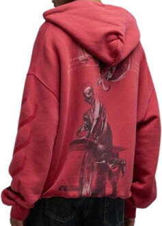 Gebroken witte St. Matthew Design Skate Fit gewassen rode hoodie - maat M Rood
