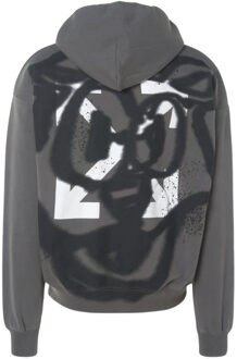 Gebroken witte teddy arrow skate-fit staalgrijze hoodie Grijs - L