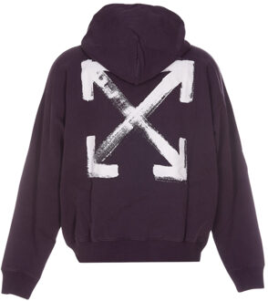 Gebroken witte verf Arrow-logo slim-fit aubergine paarse hoodie - maat