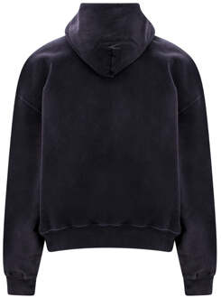 Gebroken witte Wave Off Boxy zwarte hoodie - maat