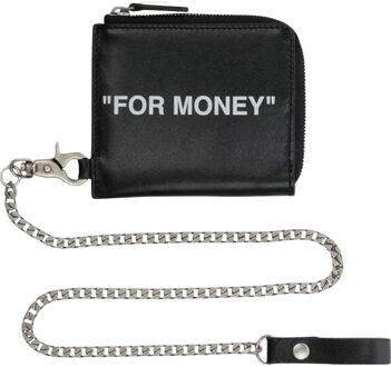 Gebroken witte zwarte portemonnee met quote-ketting