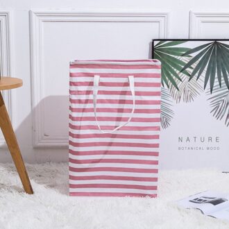 Gecontracteerde Stijl Streep Wasmand Voor Opslag Vat Vuile Kleren Diversen Huishoudelijke Organisatoren Opslag Mand Opvouwbare Tas roze
