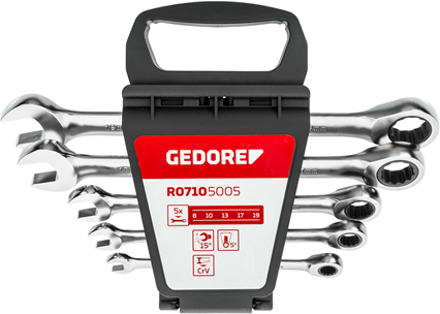 Gedore R07105005 5-delige Ring-/steekratelsleutelset - 8-19mm