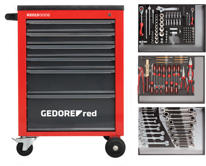 Gedore R21560004 | Gereedschapwagen MECHANIC | 6 laden | Rood | 129-Delig 3301673