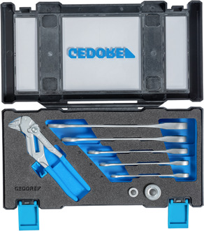 Gedore ringratel-steeksleutelset, 8-19 mm, incl. sleuteltang 7", 8-dlg. - 3416356