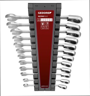 Gedore Ringratel-steeksleutelset | Met klemfunctie | 8-19 mm | 12-delig - 3301085