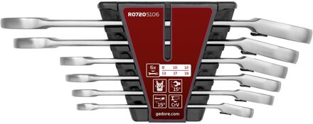 Gedore Ringratel-Steeksleutelset | Met Klemfunctie | 8-19 MM | 6 Delig - 3301084