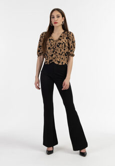 Gedrapeerd blouseoverhemd Dames Camel zwart - S