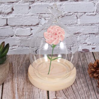 Gedroogde Bloem Display Glas Cover Bewaard Bloem Glas Cover Diy Transparante Glazen Cover Loving Heart Glass Dome Met Houten Basis afbeelding 5