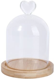 Gedroogde Bloem Display Glas Cover Bewaard Bloem Glas Cover Diy Transparante Glazen Cover Loving Heart Glass Dome Met Houten Basis zoals getoond