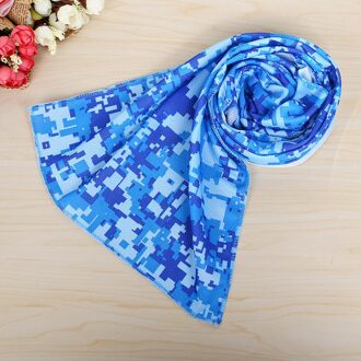 Gedrukt Camouflage Ice Handdoek Koud Gevoel Koeling Ijs Outdoor Sport Handdoek Outdoor Sport Yoga Fitness Handdoek Golf Zwemmen Handdoek licht blauw