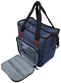 Gedrukt Garen Tote Opbergtas Breien Tas Draagbare Wol Haaknaalden Breinaalden Naaien Accessoires Diy Organizer Case blauw kleur