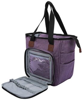 Gedrukt Garen Tote Opbergtas Breien Tas Draagbare Wol Haaknaalden Breinaalden Naaien Accessoires Diy Organizer Case paars kleur