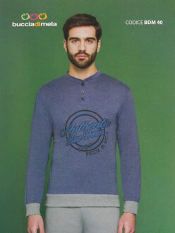 gedrukt katoenen pyjama BLU / L