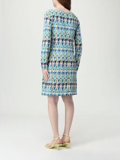 Gedrukt Lange Mouwen Jurk Lichtblauw