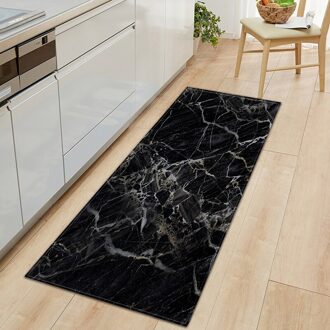 Gedrukt Marmer Keuken Mat Anti-Slip Entree Deurmat Thuis Floor Decoratieve Lange Tapijten Voor Woonkamer Badkamer Slaapkamer Tapijten zwart marble / 40x120 cm
