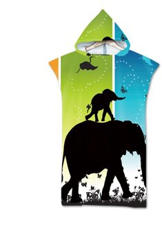 Gedrukt Olifant Volwassen Duikpak Veranderen Gewaden Poncho Hood Sneldrogend Hooded Strandlaken Absorberende Zweet-Absorberende Zwemmen gewaad color11