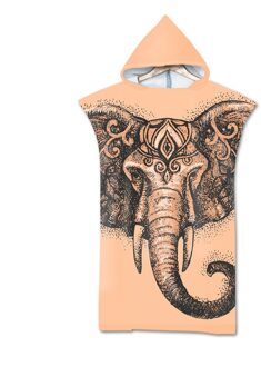 Gedrukt Olifant Volwassen Duikpak Veranderen Gewaden Poncho Hood Sneldrogend Hooded Strandlaken Absorberende Zweet-Absorberende Zwemmen gewaad color2