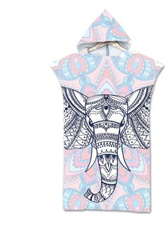 Gedrukt Olifant Volwassen Duikpak Veranderen Gewaden Poncho Hood Sneldrogend Hooded Strandlaken Absorberende Zweet-Absorberende Zwemmen gewaad color5