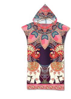 Gedrukt Olifant Volwassen Duikpak Veranderen Gewaden Poncho Hood Sneldrogend Hooded Strandlaken Absorberende Zweet-Absorberende Zwemmen gewaad kleur 3