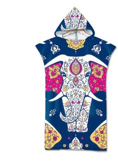 Gedrukt Olifant Volwassen Duikpak Veranderen Gewaden Poncho Hood Sneldrogend Hooded Strandlaken Absorberende Zweet-Absorberende Zwemmen gewaad kleur 6