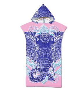 Gedrukt Olifant Volwassen Duikpak Veranderen Gewaden Poncho Hood Sneldrogend Hooded Strandlaken Absorberende Zweet-Absorberende Zwemmen gewaad kleur 7