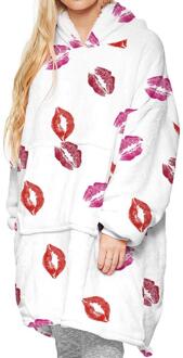 Gedrukt Winter Warm Lam Fluwelen Verdikte Plus Size Nachtjapon Deken Trui Dubbelzijdig Homewear Lui Deken