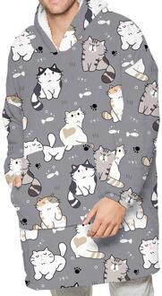 Gedrukt Winter Warm Lam Fluwelen Verdikte Plus Size Nachtjapon Deken Trui Dubbelzijdig Homewear Lui Deken