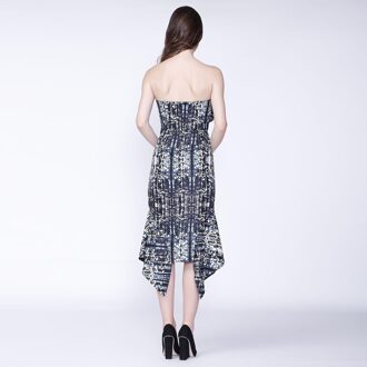 Gedrukte cocktailjurk, met bustier gesneden aangepast met buste en Baskische ruches Veelkleurig - L