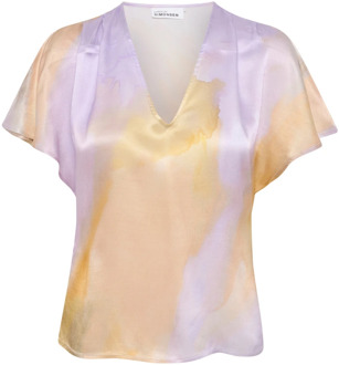 Gedrukte Lila Top Blouse Karen by Simonsen , Multicolor , Dames - 2Xl,Xl,L