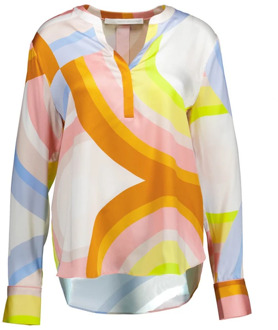 Gedrukte zijden blouse met V-hals en lange mouwen Herzen's Angelegenheit , Multicolor , Dames - Xl,M,S