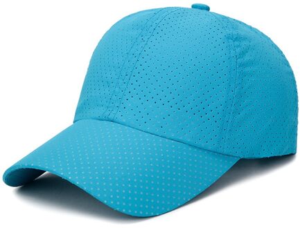 Geebro Unisex Cap Casual Verstelbare Solid Dunne Mesh Draagbare Sneldrogende Ademend Zonnebrandcrème Baseball Cap Hip Hop Straat Hoed licht blauw